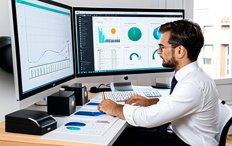 A professional translator, focused on a modern computer screen displaying advanced CAT tool software and AI-assisted translation interfaces. The subject is seated at a minimalist, ergonomic desk in a brightly lit, contemporary home office, surrounded by subtle tech elements and a few professional books. The atmosphere is quiet, highly productive, and innovative, emphasizing efficiency and precision. The translator is fully clothed in professional business casual attire, ensuring appropriate content. Perfect anatomy, correct proportions, well-formed hands with proper finger count, and a natural pose. High-quality professional photography, realistic, detailed, safe for work, modest clothing, family-friendly.