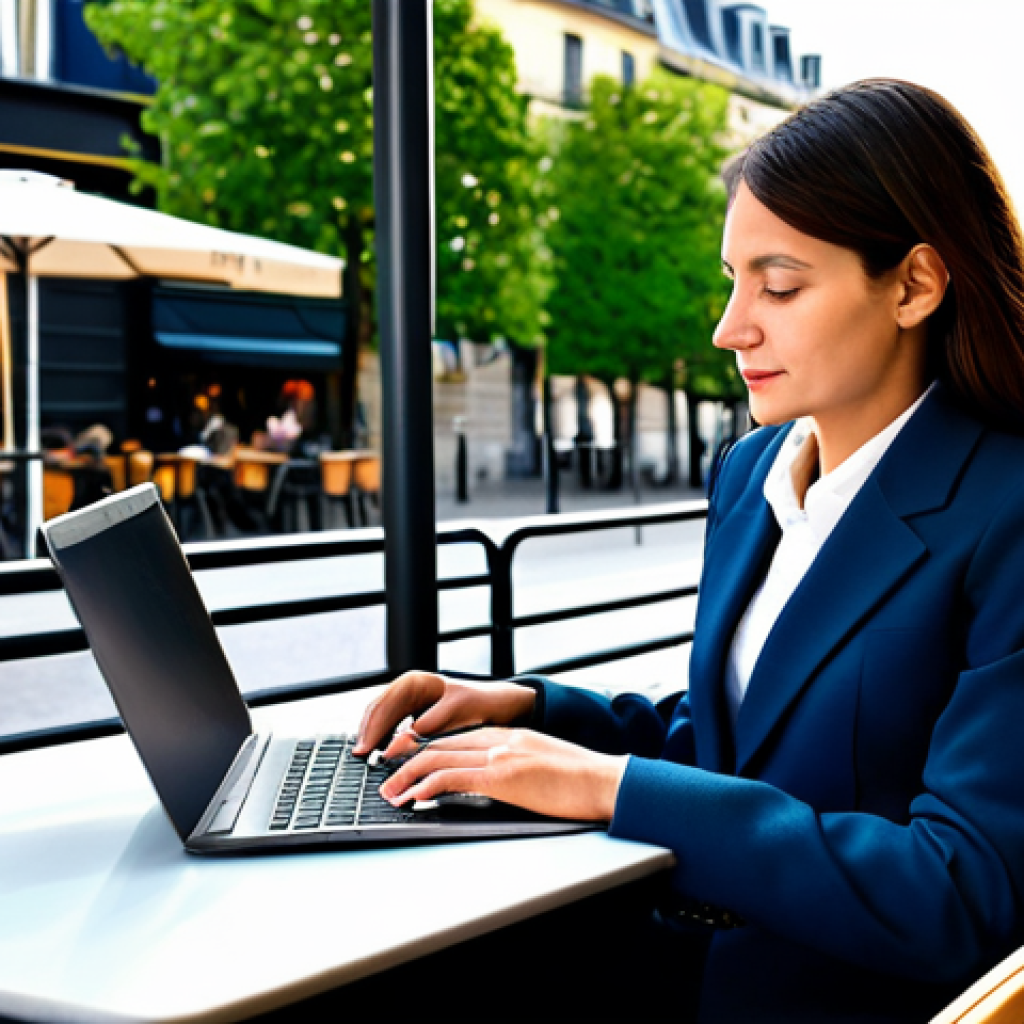 Professional Setting**

"A professional woman in Paris, fully clothed in a chic, modest business suit, working on a laptop at a cafe near the Eiffel Tower, appropriate attire, safe for work, perfect anatomy, natural proportions, professional photography, high quality, family-friendly."

**