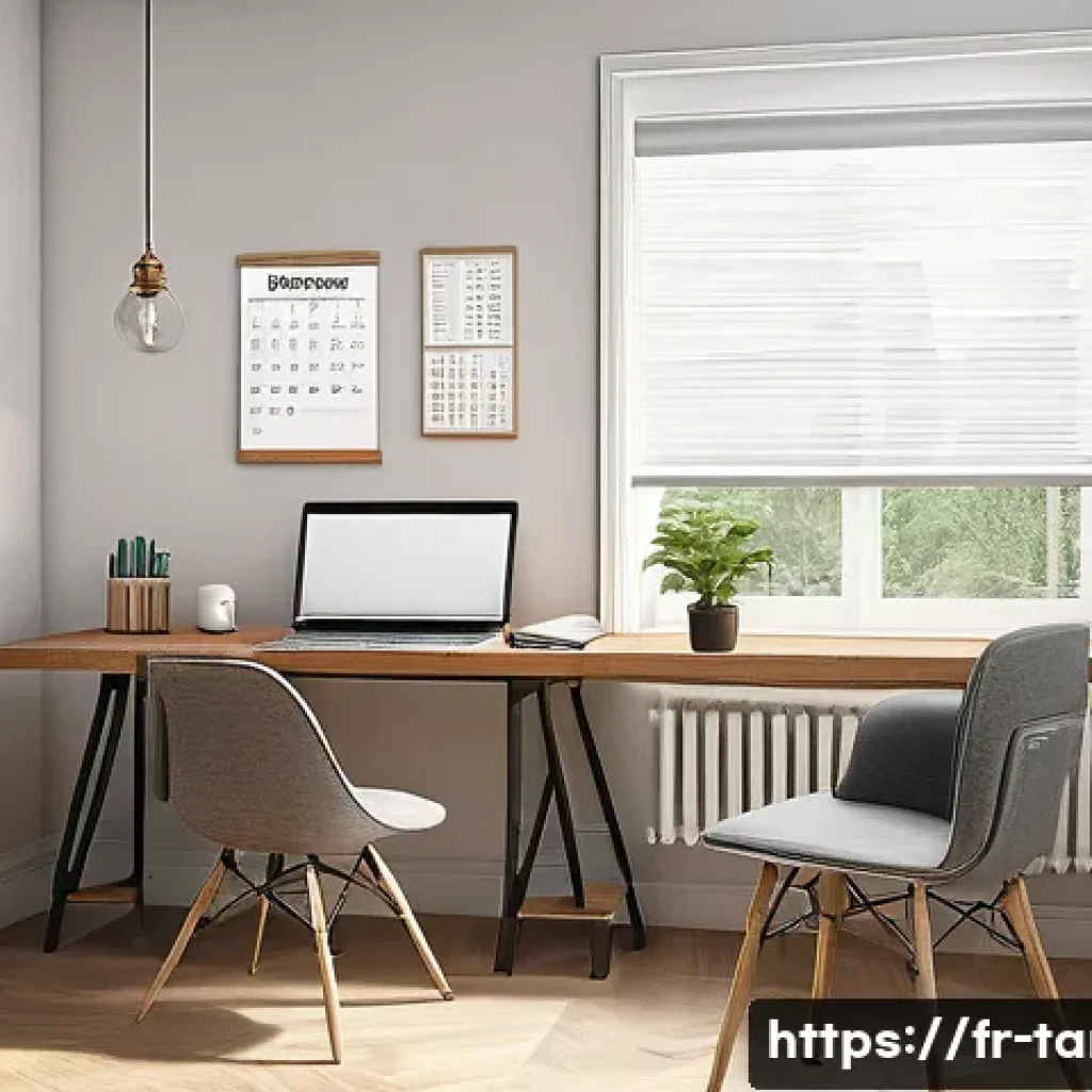 통번역사 자격 시험 준비 전략 - A cozy and modern study room scene designed for effective translation exam preparation, featuring a ...