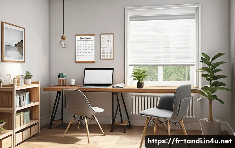 통번역사 자격 시험 준비 전략 - A cozy and modern study room scene designed for effective translation exam preparation, featuring a ...